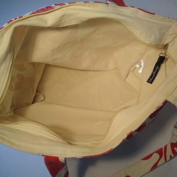 Vacation-Ready!  NWOT  Island Breeze   cream + red  tropical tote - Picture 5 of 8